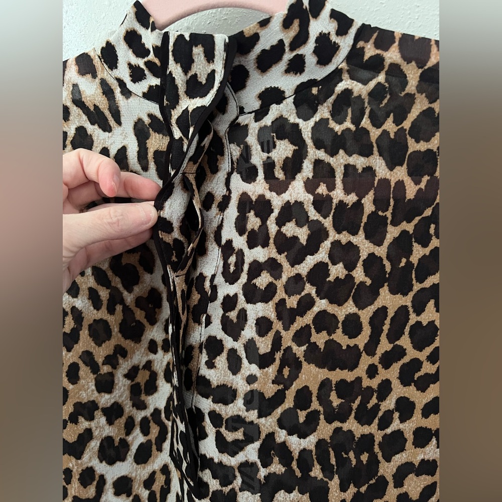 GANNI Printed Georgette Shirt Leopard Size 34 New - Picture 5 of 13